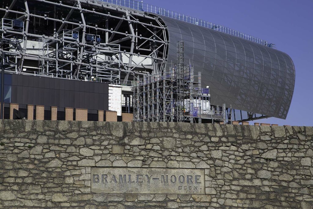 Surviving dock walls beside Everton’s waterfront home