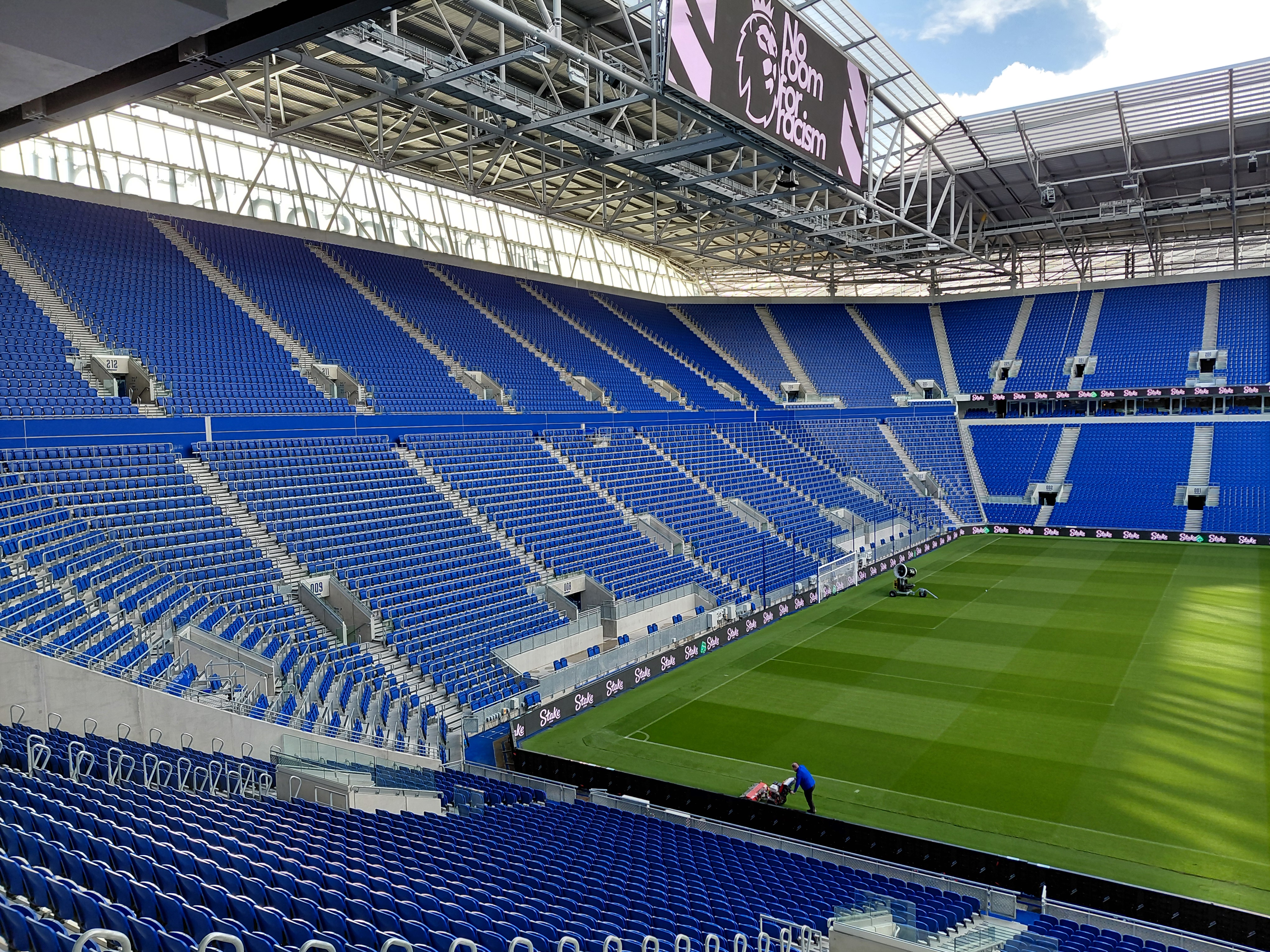 Everton supporters in the stadium’s South Stand